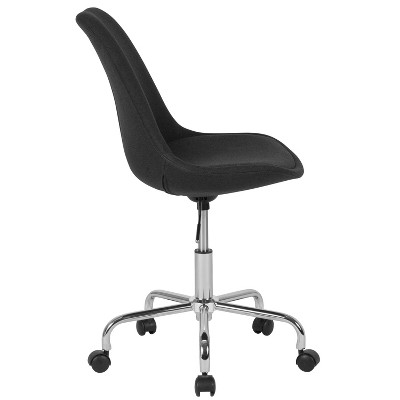 Mid-Back Black Fabric Swivel Task Chair with Chrome Base