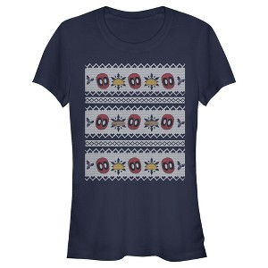 Juniors Womens Marvel Ugly Christmas Deadpool Taco T-Shirt - 1 of 3