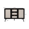 Storage Cabinet With Rattan Doors, Rattan Sideboard Cabinet With 2 Doors 3 Drawers, Freestanding Storage Cabinet For Living Room & Hallway - 2 of 4