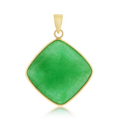 Classic Gold 14K Yellow Gold, Diamond-Shaped Jade Pendant
