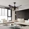 DAKAFUL 52" Industrial Caged Ceiling Fan with Remote, 6 - Speed & 4H Timer, Quiet DC Motor, Vintage Fandelier for Living Room, Bedroom(Black) - 3 of 4