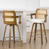 Bekrvio 26" Swivel Counter Height Bar Stools Set of 1/2/3/4,Faux Leather Upholstered Bar Chairs with Back & Arm for Kitchen Island,Black - 3 of 4