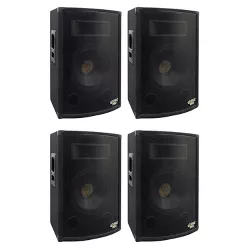 Pyle PADH1079 500W Heavy Duty Outdoor Two-Way Speaker Cabinet with 10" Woofer, 1.5" Kapton VC, Dual Tweeters, 4"x10" Super Horn Midrange (4 Pack)