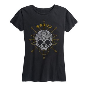 Women's - Instant Message - Decorative Skull Short Sleeve Graphic T-Shirt - 1 of 4