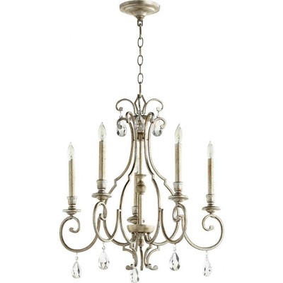 Quorum Lighting Ansley 5-Light Chandelier, Aged Silver Leaf, 24 Width, 25 Height