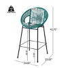 Set of 4 Outdoor Patio Barstools,Faux Wicker Bar Stools with Iron Frame,Modern Woven Bar Chairs for Garden or Balcony-Cuddlewood - 4 of 4