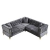 81.5" Chenille Classic Chesterfield L-Shaped Corner Sectional Sofa, 5-Seater Couch with Nailhead Trim, Tufted Cushions - 3 of 4