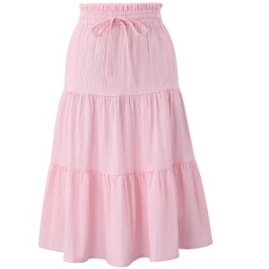 Maxi Skorts Skirt for Girls Button Front Ruffle High Waisted Long Skirts with Belt and Pocket 3-12 Years - 1 of 4