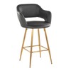 26" Contemporary Fixed-Height Counter Stool with Metal Legs, Armrests, and Square Footrest, Set of 2 - 2 of 4