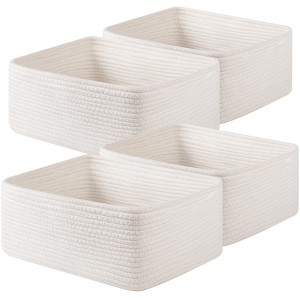 Itopfox 4 Pack Woven Rope Storage Baskets for Organizing Shelves, Books, Clothes, Decorative Basket for Living Room, Nursery, Bedroom, Gift Basket - 1 of 4