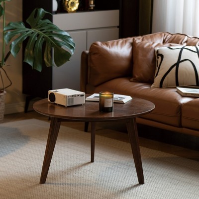 Natural Solid Oak Wood Round End Table - Side Table, Coffee Table, Night Stand, Easy to Assemble, for Living Room Bedroom & Balcony