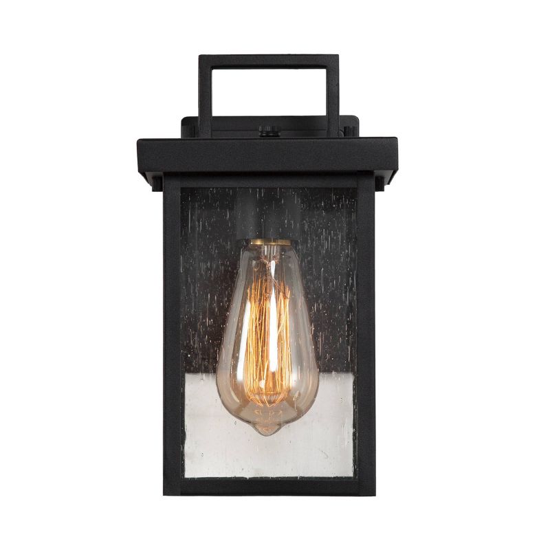 10.5&#34; Square Metal/Glass Outdoor Wall Lamp Black - LNC, 6 of 14