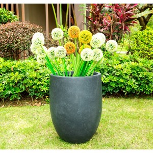 Rosemead Home & Garden, Inc. 17" Wide Kante Modern Concrete/Fiberglass Indoor Outdoor Planter Pot Charcoal Gray: Weather-Resistant - 1 of 4