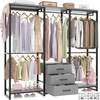 Aheaplus 65.5'' Freestanding Garment Rack,  Portable Closet Organizer with Drawers and 5 hanging Rods