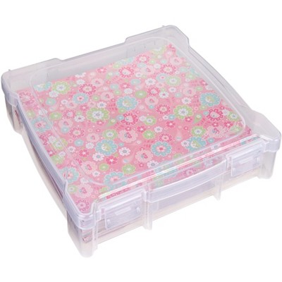 Translucent 14x14x3 Inch Stackable Plastic Craft Storage Box