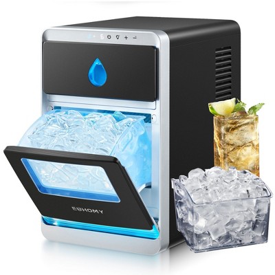 EUHOMY Compast Ice Maker Countertop, 16 Ice Cubes/Cycle, Portable Ice Machine, Moon-shaped Ice, User-Friendly Control,Auto-Cleaning, 1kg Storage,Black
