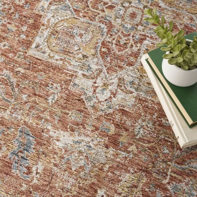 Ivory and Multicolor Synthetic Vintage Medallion Rug 4' x 6'