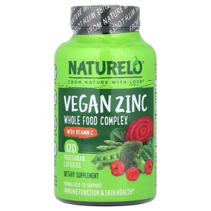 NATURELO Vegan Zinc With Vitamin C, 120 Vegetarian Capsules - 1 of 4