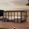 Mondawe Lean to Sunroom 12x14FT Wall Mounted Solarium with Sloping Roof, Detachable Screens, 2 Lockable Sliding Doors - 3 of 4