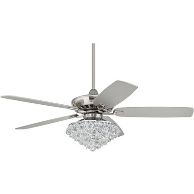 52" Casa Vieja Indoor Ceiling Fan with Light LED Dimmable Remote Brushed Nickel Silver Blades Crystal Ball Diamond Beads Living Room