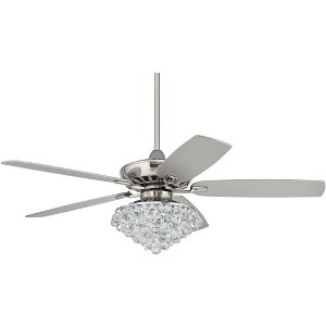 52" Casa Vieja Indoor Ceiling Fan with Light LED Dimmable Remote Brushed Nickel Silver Blades Crystal Ball Diamond Beads Living Room - 1 of 4