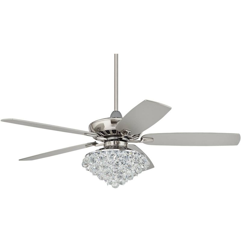 52" Casa Vieja Indoor Ceiling Fan with Light LED Dimmable Remote Brushed Nickel Silver Blades Crystal Ball Diamond Beads Living Room, 1 of 10