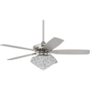 52" Casa Vieja Indoor Ceiling Fan with Light LED Dimmable Remote Brushed Nickel Silver Blades Crystal Ball Diamond Beads Living Room