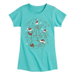 Girls' - Winnie the Pooh - Tigger, Pooh, Eeyore, & Piglet Christmas Crew Fitted Short Sleeve Graphic T-Shirt - 1 of 4