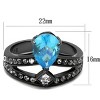 Slickblue Light Black Stainless Steel Ring with Sea Blue CZ, Pave Design, Women’s Fashion Ring, Single-Tone, Sizes 5-10 - 2 of 4
