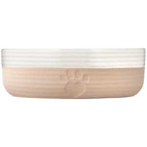Mason Cash: Heart Paw Pet Bowl, 7", 32oz, Cream & Tan, Food-Water Dish - 1 of 4