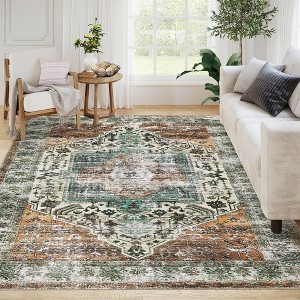 Area Rug, Rugs for Living Room, Non Slip Stain Resistant Kitchen Rug, Vintage Distressed Accent Rug - 1 of 4