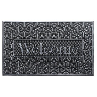 RugSmith Silver Moulded Welcome Geometric Pattern Doormat