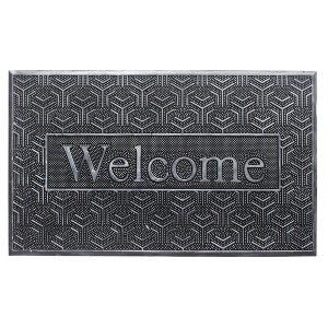 RugSmith Silver Moulded Welcome Geometric Pattern Doormat - 1 of 4