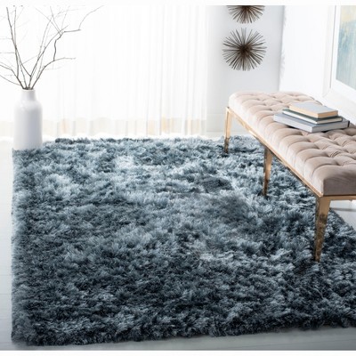Luxuriant Slate Shag Hand-Tufted Synthetic Area Rug 3' x 5'