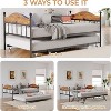 Daybed with Trundle, Metal Twin Size Day Bed with Stylish Headboard, Sofa Bed Frame with Pop Up Foldable Trundle Bed - 4 of 4