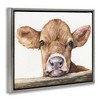Stupell Industries Baby Cow Animal Watercolor Floating Frame Canvas Art - 2 of 4