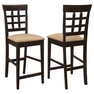 Coaster,Gabriel Lattice Back Counter Chair Cappuccino (Set of 2) - 1 of 4