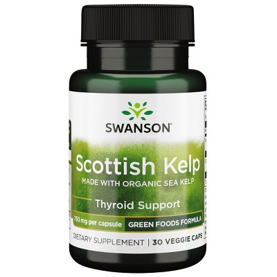 Swanson Scottish Kelp - Made with Organic Sea Kelp 750 mg 30 Veg Capsules.