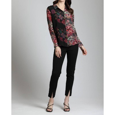 Women's Mixed Media Floral Button Front Shirt - APNY