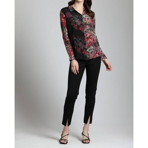 Women's Mixed Media Floral Button Front Shirt - APNY - 1 of 4