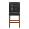 Set of 2 24" Alexandra Button Tufted Counter Height Barstool Dark Brown - Inspire Q: Rubberwood Frame, Vinyl Upholstery - 3 of 4