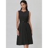 INSPIRE CHIC Women's Round Neck Sleeveless Zip Front Belted Fit Flare Work Dresses - 2 of 4