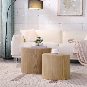 MAYEERTY 2-Piece Round Coffee Table Set No Assembly Living Room Office Bedroom - 1 of 4