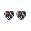 Guili Dazzling Multi-Colored Gemstone Heart Stud Earrings in 14k Gold Plating with Cubic Zirconia, A Sparkling & Vibrant Everyday Accent - 2 of 3