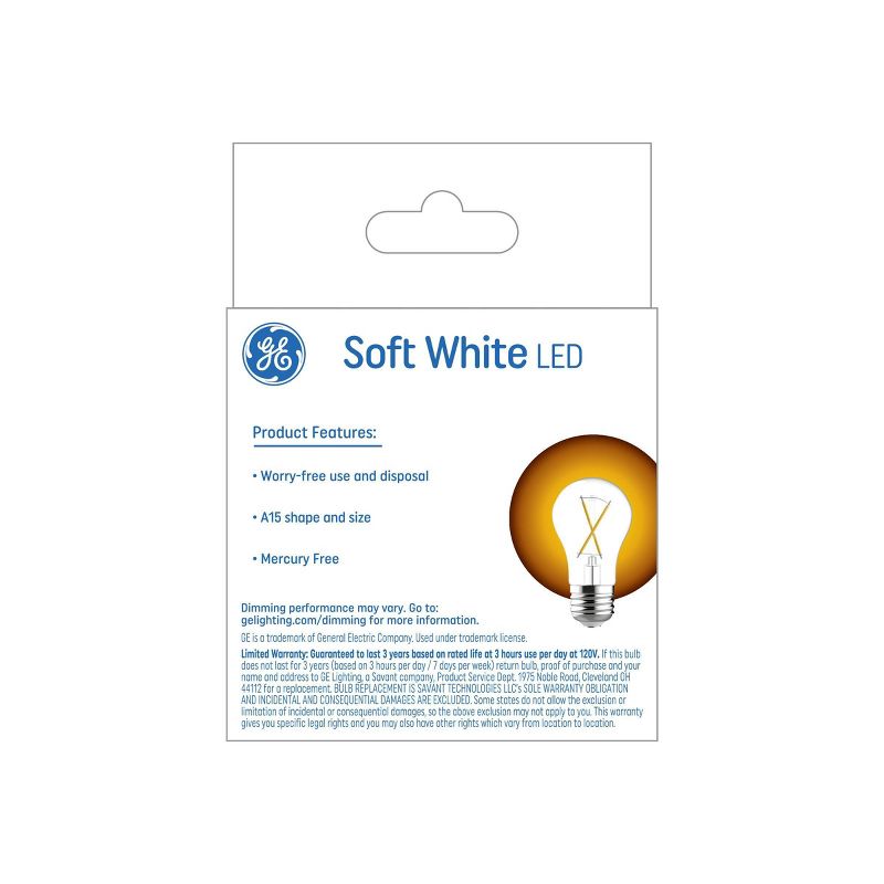 GE 2pk 4 Watts Soft White Medium Base LED Ceiling Fan Light Bulbs, 3 of 7