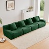 4-Seat Teddy Fabric Boneless Straight Sectional Sofa with No Assembly Required, Anti-Slip Design, and 32D High-Density Sponge - 2 of 4