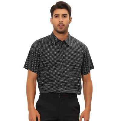 INSPIRE CHIC Men's Polka Dots Short Sleeves Button Printed Summer Shirts