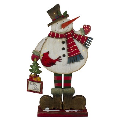 Northlight 17.5in Lighted Waving Happy Holidays Snowman Christmas Tabletop Decoration