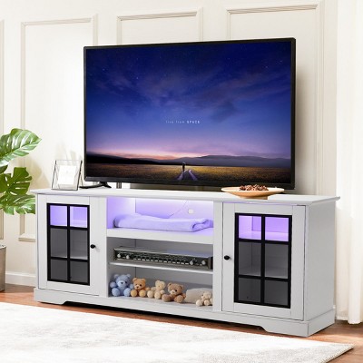 EROMMY Tv Stand With Tempered Glass Door For Tvs Up To 65"