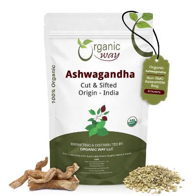 Organic Ashwagandha Cut & Sifted 8 Oz